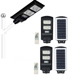 Pack de 2 Reflectores Solares LED de 100w c Sensor, Control y Brazo 