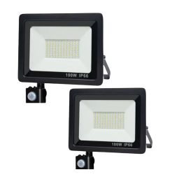 Pack de 2 Focos Reflectores LED de 100w Exterior c/Sensor de Movimiento  