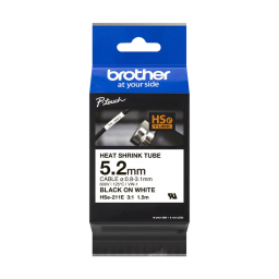 Cinta Brother Termocontraible 3:1 negro/ Blanco 6 mm 