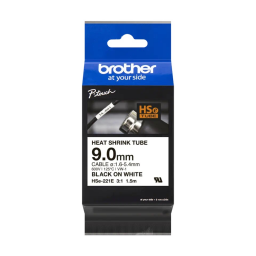 Cinta Brother Termocontraible 3:1 Negro/Blanco 9mm